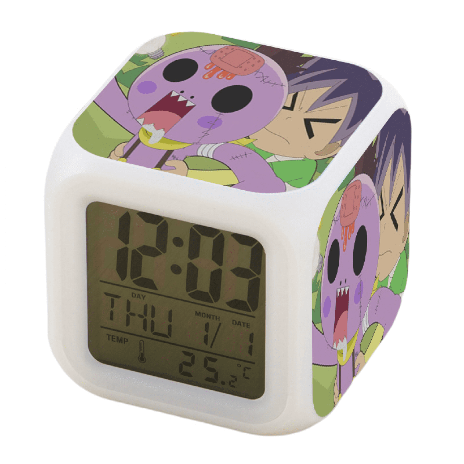 JUSTUP Anime Alarm Clock for Kids Room, LED Digital Bedroom Alarm Clock