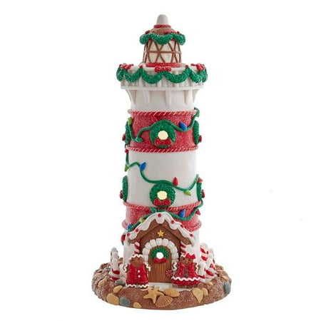 Battery Operated Gingerbread LED Christmas Lighthouse 13.5 Inch GBJ0020