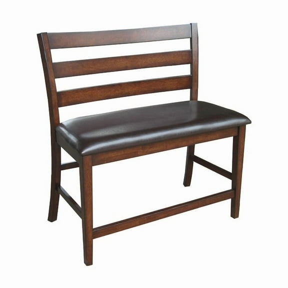 Intercon Furniture Kona 24" PU and Wood Ladder Back Bench in Brown