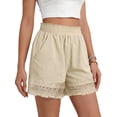 thumbnail image 3 of MOSHU High Waisted Shorts for Women Cotton Lounge Shorts Dressy Lace Trim Summer Beach Pants with Pockets, 3 of 8