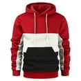 thumbnail image 4 of Fgnfyis Men Color Blocked Drawstring Pocket Hooded Sweatshirt Casual Loose Comfortable Business Men's Fashion Hoodies & Sweatshirts Red L, 4 of 5