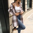 thumbnail image 3 of Women's Casual Dress Long Sleeve Stripe Plaid Elegant Loose Fit Midi Dress for Spring Fall Office Daily,Pink,S, 3 of 7