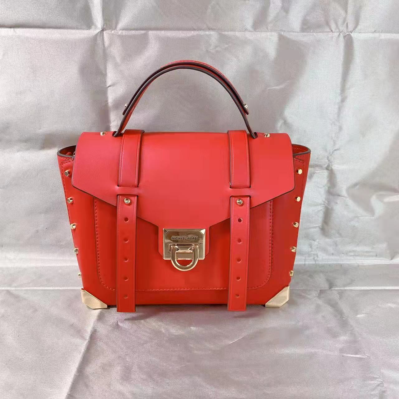 Michael Kors 35F1Gncs6L Manhattan Medium Leather Satchel In Flame