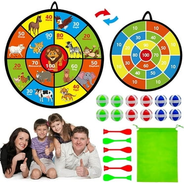 JSOT 29" Large Dart Board for Kids, Double-Sided Kids Dart Board Games Toys with Sticky Balls, Indoor/Sport Outdoor Fun Party Play Game Toys, Birthday Gifts for 3-12 Year Old Boys Girls