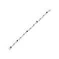 thumbnail image 2 of Gem Stone King 925 Sterling Silver Red Garnet and Pink and White Lab Grown Diamond Bracelet for Women (2.87 Cttw, Gemstone January Birthstone, Round 4MM, 6.5 inch), 2 of 6