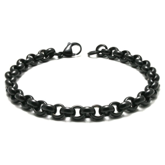 Black Titanium 6MM Rolo Link Bracelet 7.5"