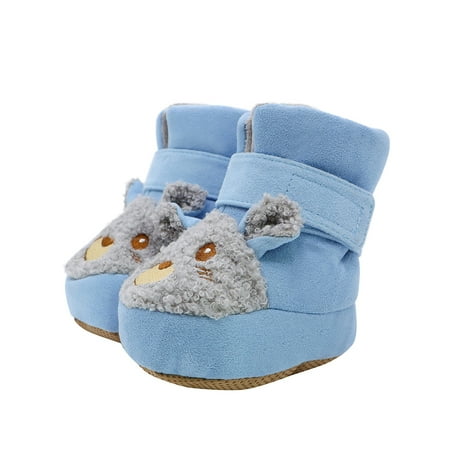 

SIMANLAN Girls Boys Stay On Socks Plush Lining Ankle Boot First Walker Soft Shoe Indoor Lightweight Booties Casual Sole Winter Boots Blue