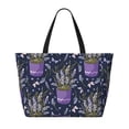 thumbnail image 2 of Pofeuu Lavender Flowers Print Beach Bag,Waterproof Sandproof Beach Tote Bag, Large Capacity Foldable Beach Bags for Women, 2 of 7