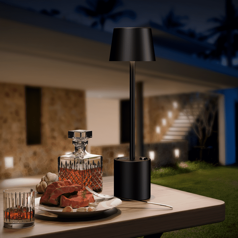 SZRSTH LED Cordless Table Lamp - 8000mAh Rechargeable Battery Operated Desk  Lamp, Outdoor Small Wireless Table Light, Portable Touch Lamp for Home  Patio Restaurant - Black 
