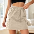 thumbnail image 3 of Tennis Skirts for Women Summer High Waist Utility Skirt For Everyday Use Casual Slim Fit A Line Midi with Pockets Beige L, 3 of 5