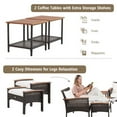 thumbnail image 3 of Resenkos 4 Pieces Patio Rattan Acacia Wood Furniture Set, Wicker Furniture Sets, Patio Conversation Sets with Cushions and Armrest, 3 of 8