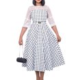 thumbnail image 1 of Women's Neck Mesh Sheer Long Sleeve Dress,White-L, 1 of 5