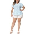 thumbnail image 2 of Agnes Orinda Women's Plus Size Tops Floral V Neck Tulip Short Sleeve Blouses Summer Tunic Tops 2X Blue, 2 of 5