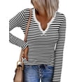 thumbnail image 3 of Zeagoo Womens Tshirts Long Sleeve Shirt Casual V-Neck Rib Knit Pullover Tee Basic Solid Trendy Spring Going Out Tops Underscrub Casual Outfits, 3 of 6