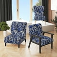 thumbnail image 1 of Designart « Neo-Gothic Allure In Cobalt Blue I » Fauteuil d'Appoint Rembourré à Motif Floral Bleu - Fauteuil de Style Cottage pour Salon, 1 of 7