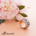thumbnail image 2 of 555Jewelry Edgy Stainless Steel Engraved Daisies Hawaiian Plumeria Flower Full Bloom Blooming Memorable Unisex Wedding Engagement Band Fashion Jewelry Accessory Ring, Pink Rose Gold Size 7, 2 of 5