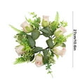 thumbnail image 3 of Artificial Rose Candle Ring Wreath Spring Wreaths For Front Door Fake Flower Candle Holder Wreath With Green Leaves Artificial Flowers Wedding Centerpieces Home Holiday Decor, 3 of 7