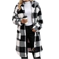 thumbnail image 4 of Dnhxils Jackets for Womens Fashion Hooded Plaid Jacket with Pockets Zip Up Long Sleeve Coat for Womens Winter Warm Clothes Black XL, 4 of 6