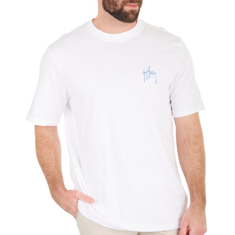 Guy Harvey Mens Atlantic Big Game Short Sleeve T-Shirt Medium White