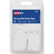 Avery Paper String Tags, White, White String, 1-3/4" x 1-3/32", Handwrite, 100 Tags (16732)