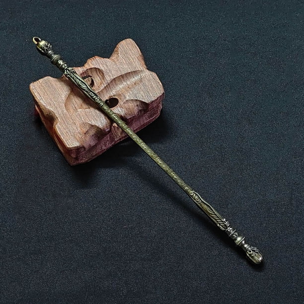 Modelo de garrote dorado de aleación de metal de 22 cm | Figura coleccionable de estilo Ruyi | Acabado pulido detallado | Símbolo cultural tradicional chino | Decoración de escritorio | Regal