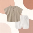 thumbnail image 3 of FSYBOA Boys Cotton Outfit Sets, 2 Piece Short Sleeve Summer Casual Boys' Clothing Sets Coffee Size 3-4 T, 3 of 4