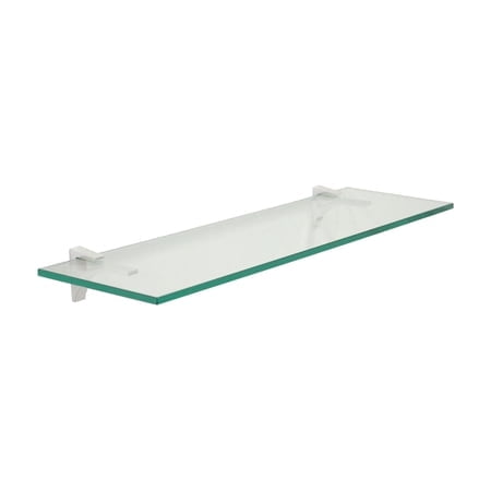 Spancraft Clear Floating Glass Shelf 10" X 30" in Chrome