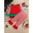 thumbnail image 4 of Qiylii Toddler Girls 2 Pieces Christmas Clothes Set, Elk Head Stripe/Snowman Dot Pattern Tulle Hem Long Sleeve Tops + Flare Pants Outfits,9M-4Years, 4 of 9