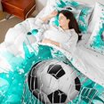 thumbnail image 4 of Homewish Soccer Football Print 7-Piece Twin Bedding Sets For Teens,Teal Watercolor Splash Bedding Comforter Set,Sport Ball Game Breathable Sheet Sets,Luxury Bedroom Decor,Reversible, 4 of 8