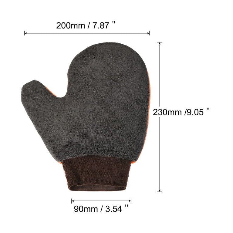 Microfiber Wash Gloves Chenille Washing Sponge Mitten Dry Duster with Thumb, for House Cleaning Grey Orange