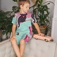 thumbnail image 4 of Fotbe Cats On Broomstick Pijama Estampada de 2 Piezas para Niños – Ropa de Dormir de Manga Corta Cómoda para Niños y Niñas, Camiseta y Shorts de Algodón-Small, 4 of 6