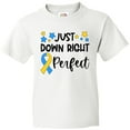 thumbnail image 3 of Inktastic Just Down RIght Perfect Down Syndrome Awareness Ribbon Youth T-Shirt, 3 of 5