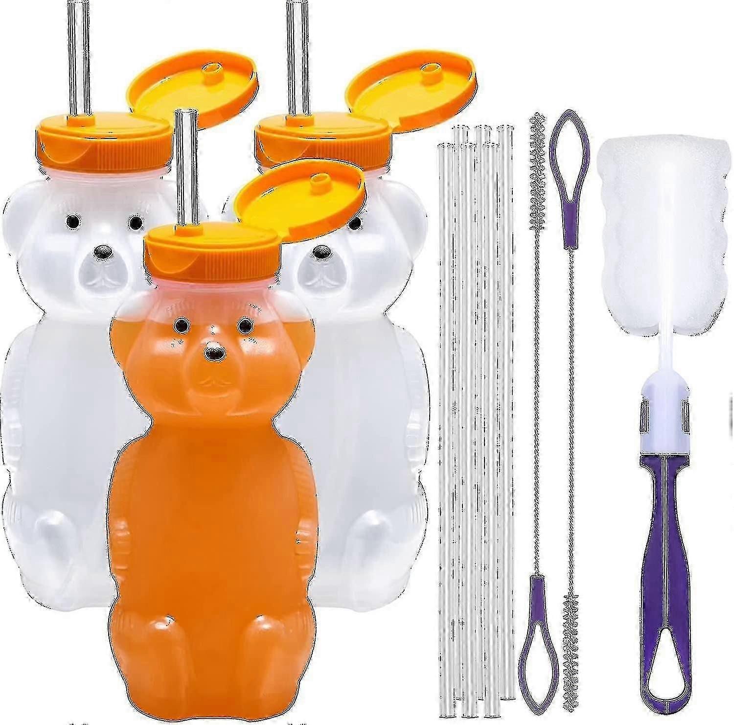 Honey Bear Straw Cup with Long Straws (3-Pack) - Squeezable Assistive ...