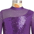 thumbnail image 3 of IBTOM CASTLE Figure Skating Dress for Girls Long Sleeve Mesh Sequin Rhinestones Ice Skating Dress Ballet Competition Dancewear 7-8 Years Purple, 3 of 8
