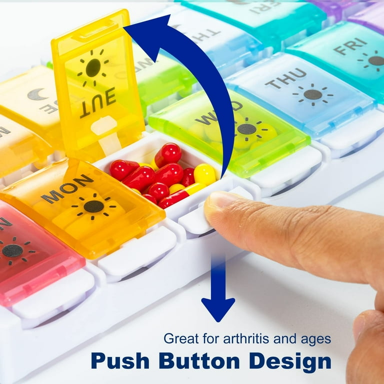 Easy Push Button (7-Day) AM/PM Pill Organizer