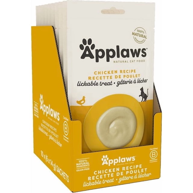 Applaws Purée de Poulet Friandise Léchable pour Chat, Pochette de 0,5 Oz, Caisse de 60