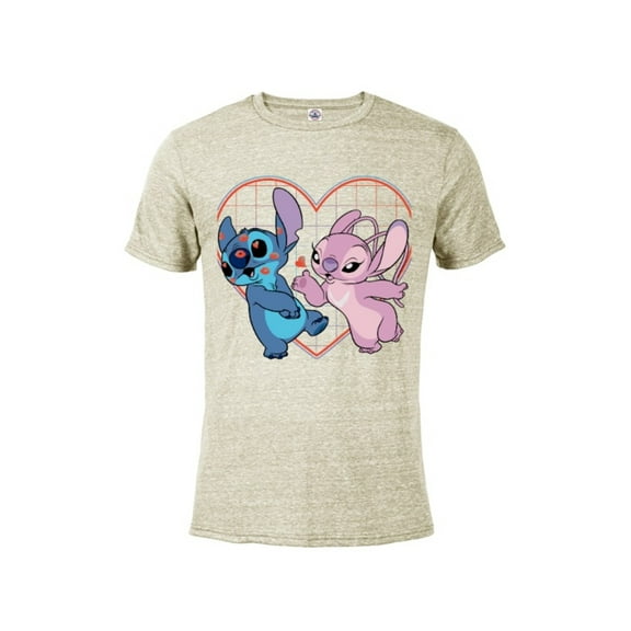 Disney Lilo and Stitch Angel Heart Kisses - Short Sleeve Blended T-Shirt for Adults -Customized
