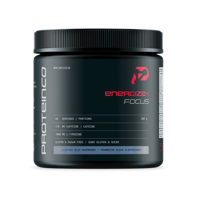 ProteinCo | Energize+ | 60 Servings | Energy Drink Powder Formula | BCAA & L-Tyrosine | Concentration & Focus | Electric Blue Raspberry
