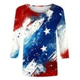 thumbnail image 4 of Frostluinai Women's USA Star Stripes Fourth July Tee Shirts 3/4 Sleeve American Flag Shirts Crew Neck Red White and Blue Tees Gifts, 4 of 5