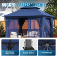 thumbnail image 4 of Sunmthink Outdoor Gazebo for Patio 10'x12', Metal Frame Canopy with Double Roofs, Heavy Duty Party Tent and Shelter with Mosquito Netting and Privacy Screen for Backyard,Garden,Deck (Blue), 4 of 8