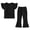 Black, variant on Summer Girls Round-Neck Tank Top Solid Color Princess Sleeve Top Flare Pants 2 Piece Soft Outfit for Girls Aged 2-10 Log