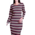 thumbnail image 6 of Moomaya Printed Full Sleeve Bodycon Dress for Women Scoop Neck Side Slit Casual Clothing, 6 of 8