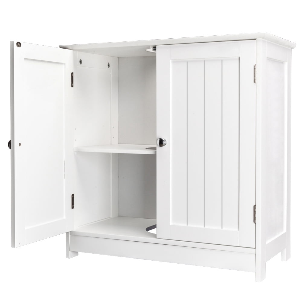 23" Pedestal Sink Storage Cabinet with Adjustable Shelf, Wood Under Sink Cabinet with 2 Doors, Bathroom Sink Cabinet with U-Shape, White