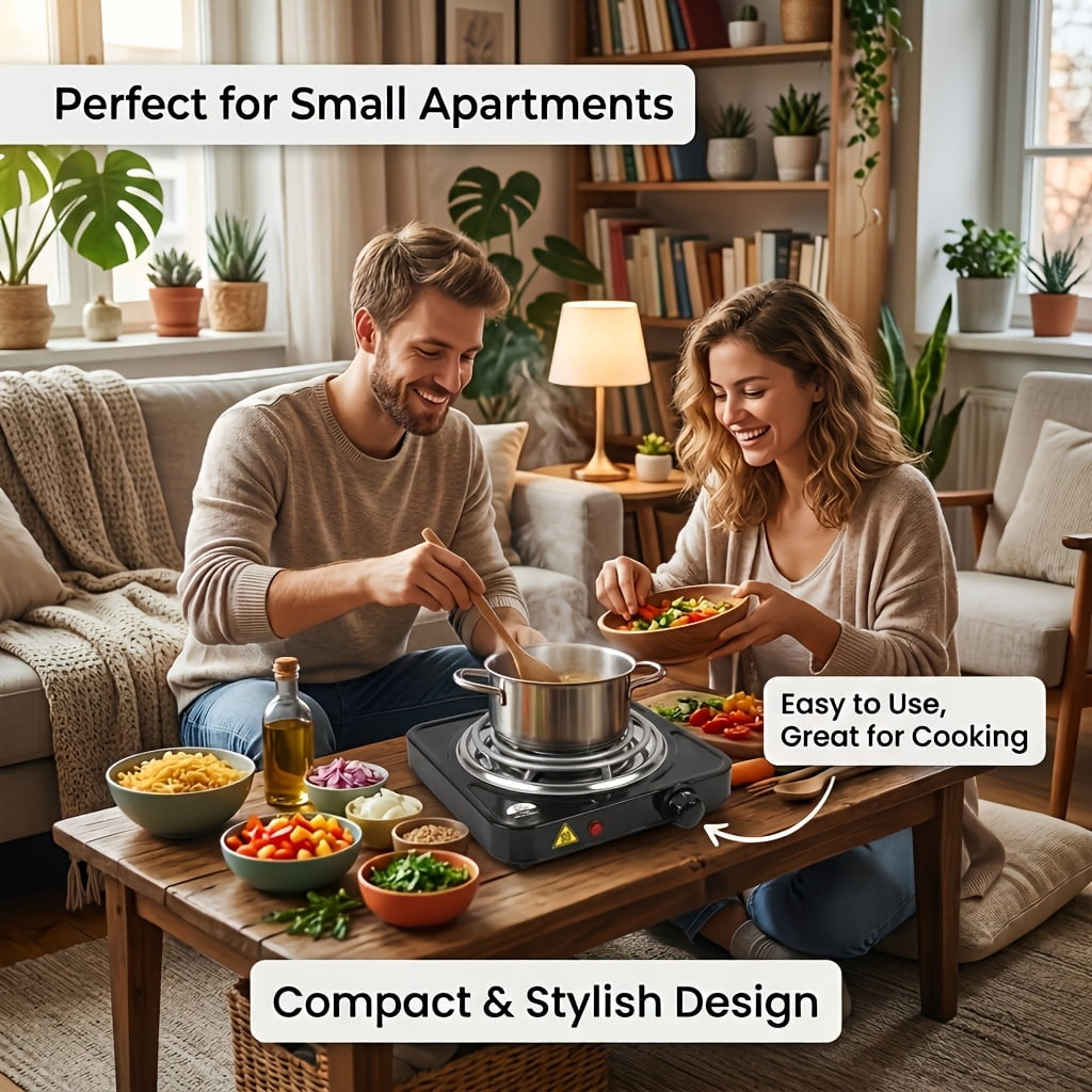 AORAN Portable Single Burner Electric Cooktop with Plug, Countertop Induction Hob, Compact Hot Plate, Efficient Cooking, Temp Control, Indicator Light, Easy-Clean Stove for Home, Kitchen, Outdoor