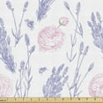 thumbnail image 1 of Vintage Rose Fabric by the Yard, Repeating Rosebuds and Lavenders Pattern on Plain Background, Decorative Upholstery Fabric for Chairs & Home Accents, 3 Yards, Pale Pink Pale Ceil Blue by Ambesonne, 1 of 4
