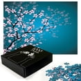 thumbnail image 2 of Ambesonne Japanese Jigsaw Puzzle Durable Cardboard, Sakura Bloom Pattern, 1000 pcs, Petrol Blue Pale Pink, 2 of 5
