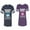 Men Navy / Women Purple, variant on Dady Mama Shark Unisex Couple Matching Cotton Jersey style T-Shirt Contrasting stripes on sleeves (Men Navy / Women Black) (Men S / Women S)