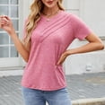 thumbnail image 4 of Penkiiy Women's Casual Short Sleeve Blouse & Stylish Everyday Basic | V-Neck Button-Up Top with Stretch Fabric S Pink, 4 of 5