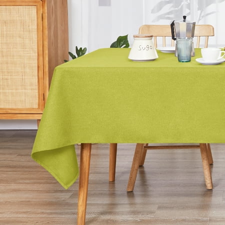 

Deconovo Waterproof Rectangle Table Cloth with Roll Side Solid Tablecloth for Dining Room 54 by 84 inch Yellow Green