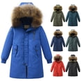 thumbnail image 3 of XIMIN Boys Girls Long Coat Insulated Heavyweight Puffer Jacket Waterproof Fleece Lined Parka Jackets Insulated Parka with Faux Fur Hooded Padded Down Coat, 3 of 4
